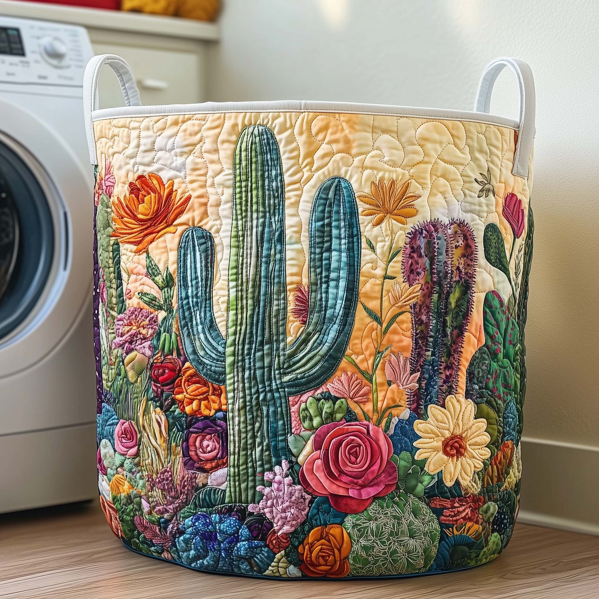 Barrel Cactus Garden Quilted Laundry Basket Aesthetic Home Decor Cactus Lover Presents