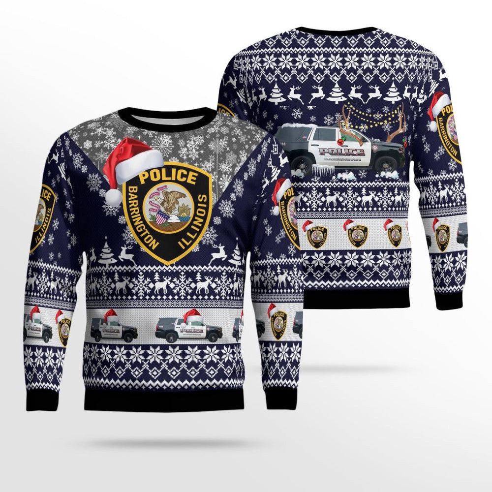 Barrington Hills Police Department Barrington Illinois Christmas AOP Ugly Sweater Xmas Unisex Sweater Christmas Gifts for Men Women