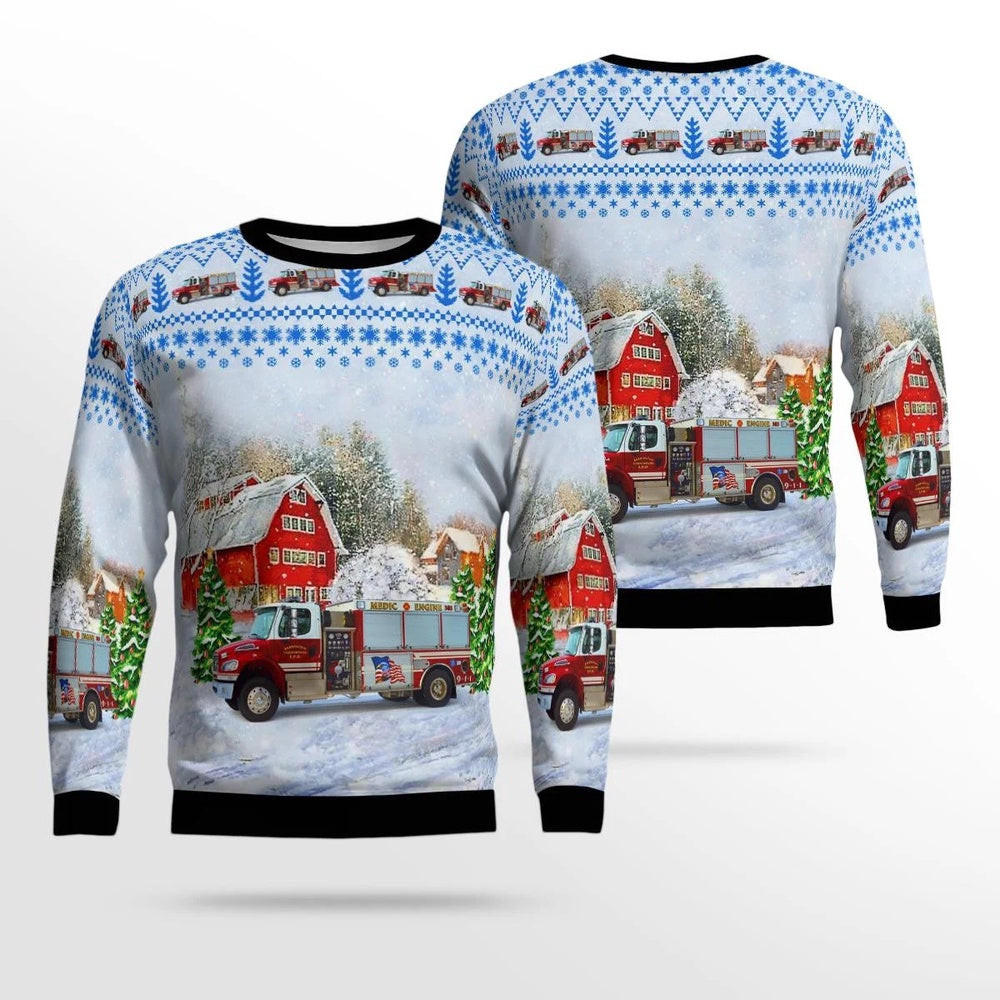 Barrington Illinois Barrington Countryside Fire Protection District E383 AOP Ugly Sweater Xmas Unisex Sweater Christmas Gifts for Men Women