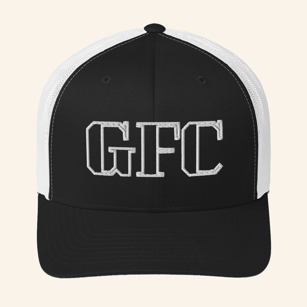 Barrr None Merch Gfc White Outline Embroidered Trucker Hat Him Gifts Barrr None Merch Gfc White Outline Embroidered Trucker Hat Him Gifts