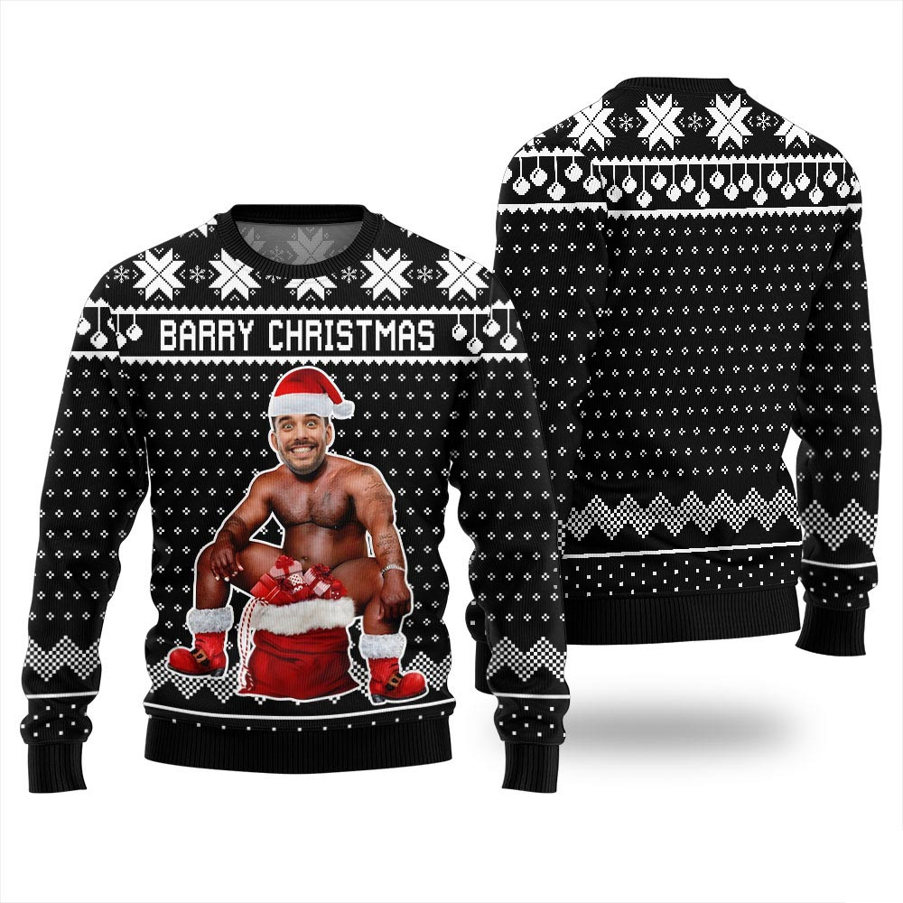 Barry Christmas Personalized Face Ugly Sweater Christmas Gift Ideas For Wife