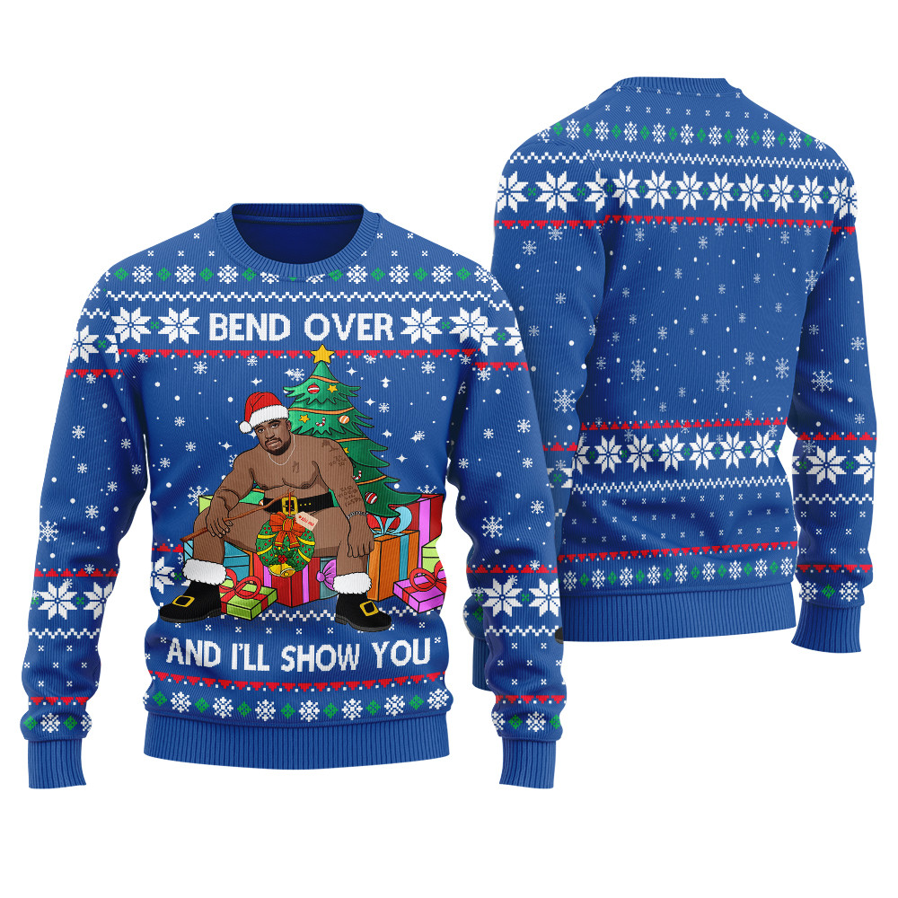 Barry Wood Bend Over And I Will Show You Ugly Christmas Sweater Men Royal Trendy Winter Sweatshirt for Cozy Moments