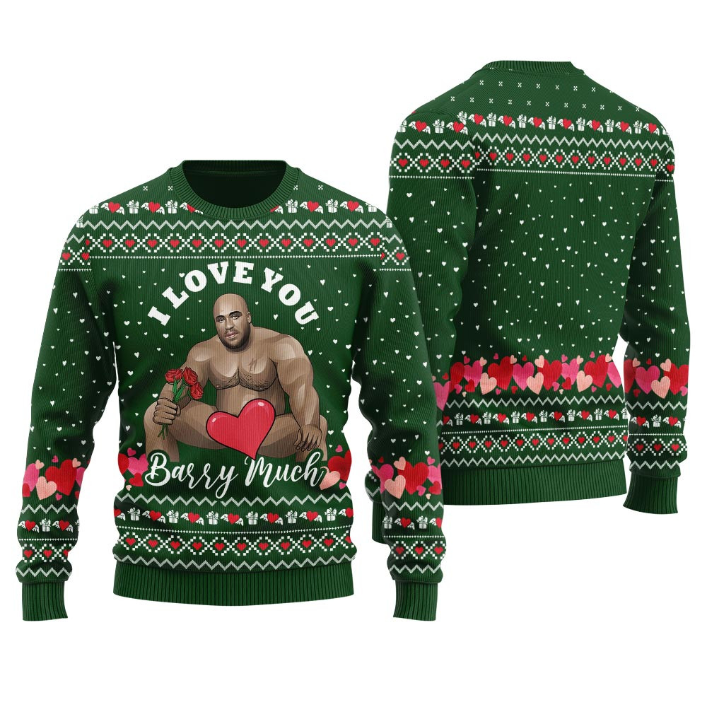 Barry Wood Saying I Love You Mens Ugly Christmas Sweater Trendy Christmas Sweater for Winter Outfits