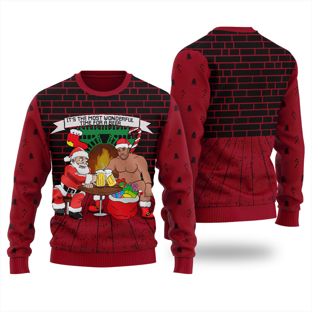 Barry Wood With Santa Christmas Sweater Comfortable Holiday Sweater for Chilly Nights