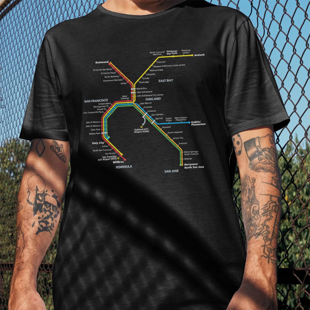 BART Merch BART System Map T-Shirt Unique Gifts For Boyfriend