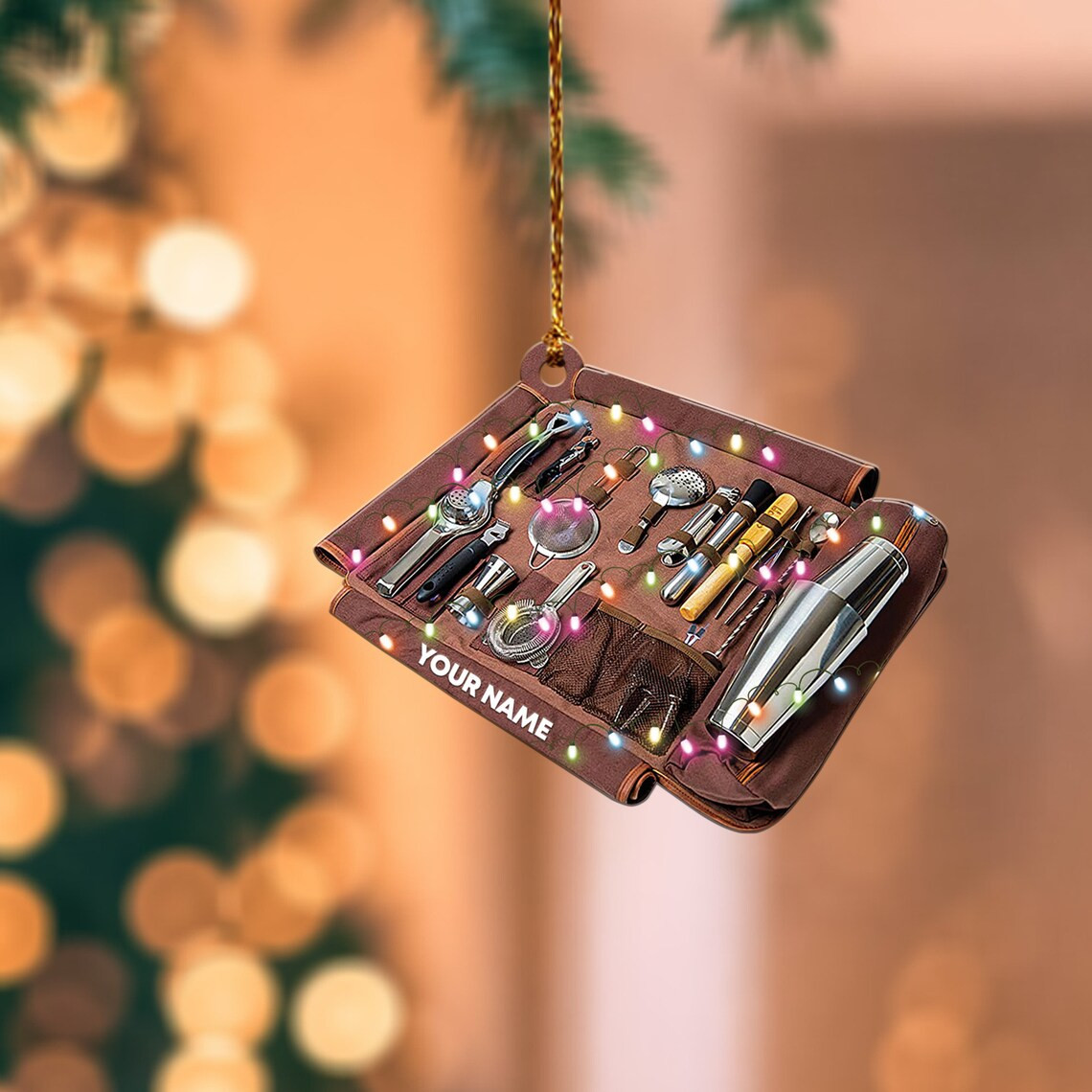 Bartender Bag Christmas Light Ornament Love Bartender Xmas Ornament Decor Bartender Lover tree Hanging Ornament decor