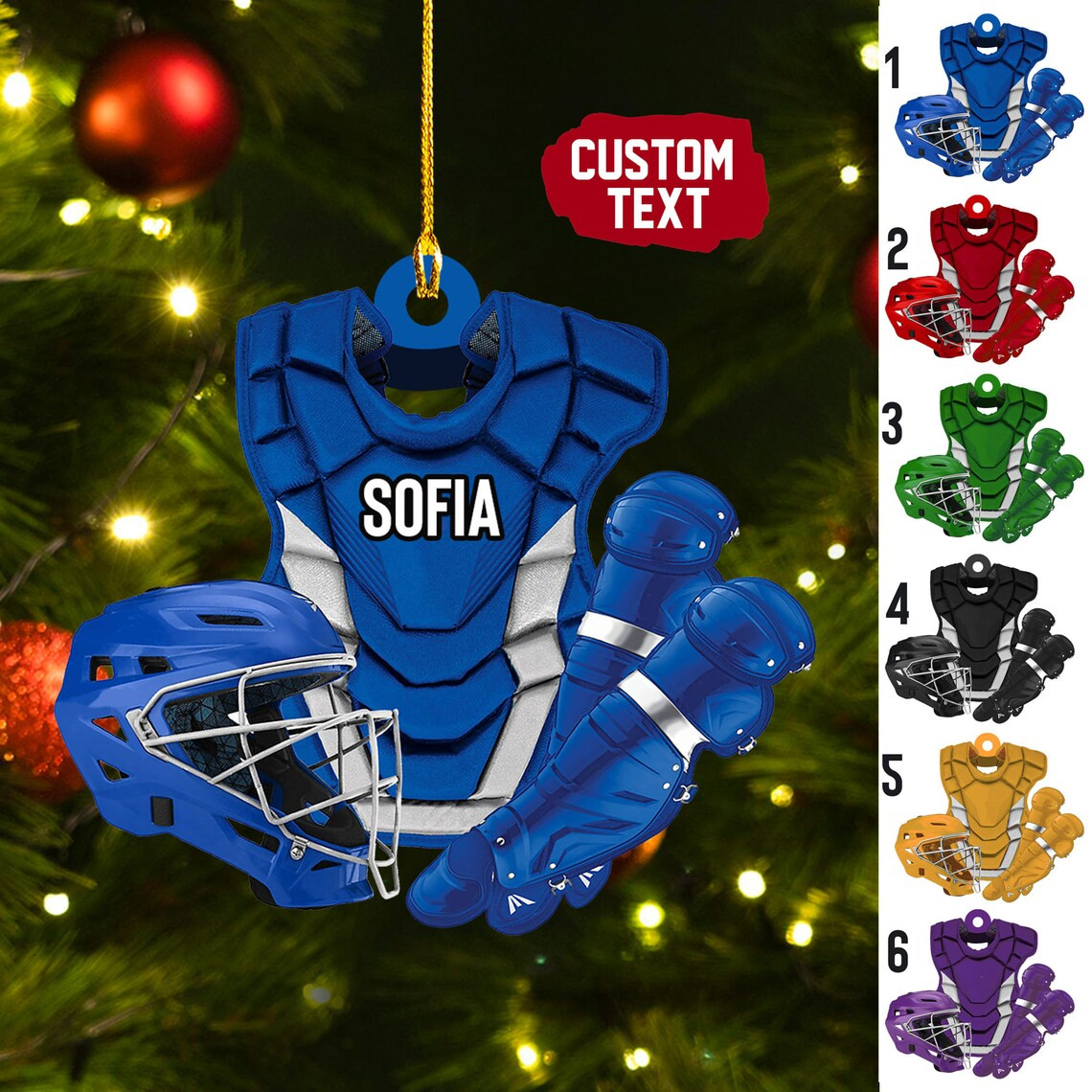 Baseball Back Catcher Christmas Ornament Custom Name Ornament Custom Shaped Ornament Tree Hanging Gift For Baseball Lovers Gift For Dad