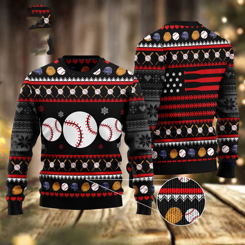 Baseball Balls Christmas Ugly Christmas Sweater Funny Ugly Christmas Sweater