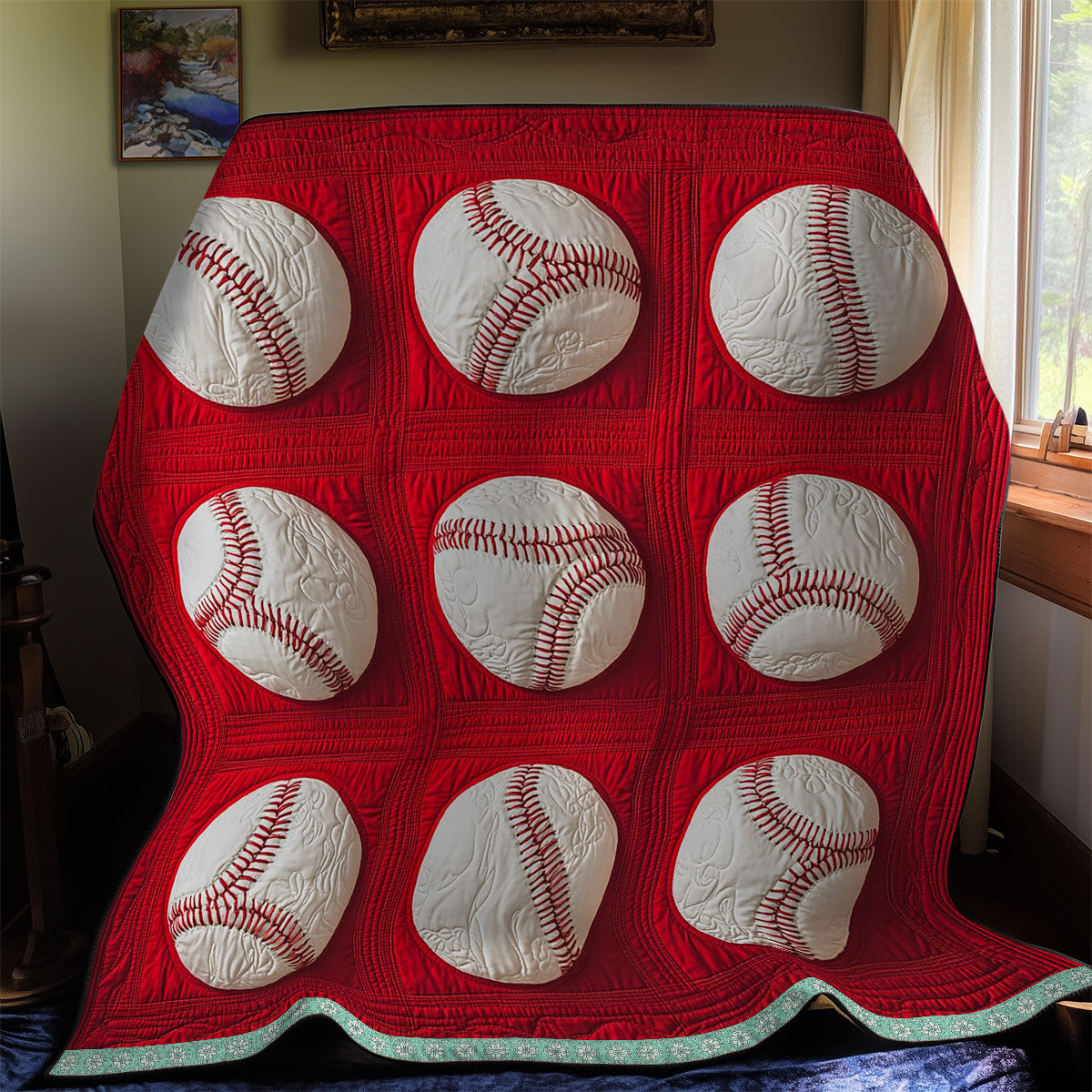 Baseball Christmas Quilt Blanket Art Throw Blanket Cute Xmas Gifts For Baseball Lovers