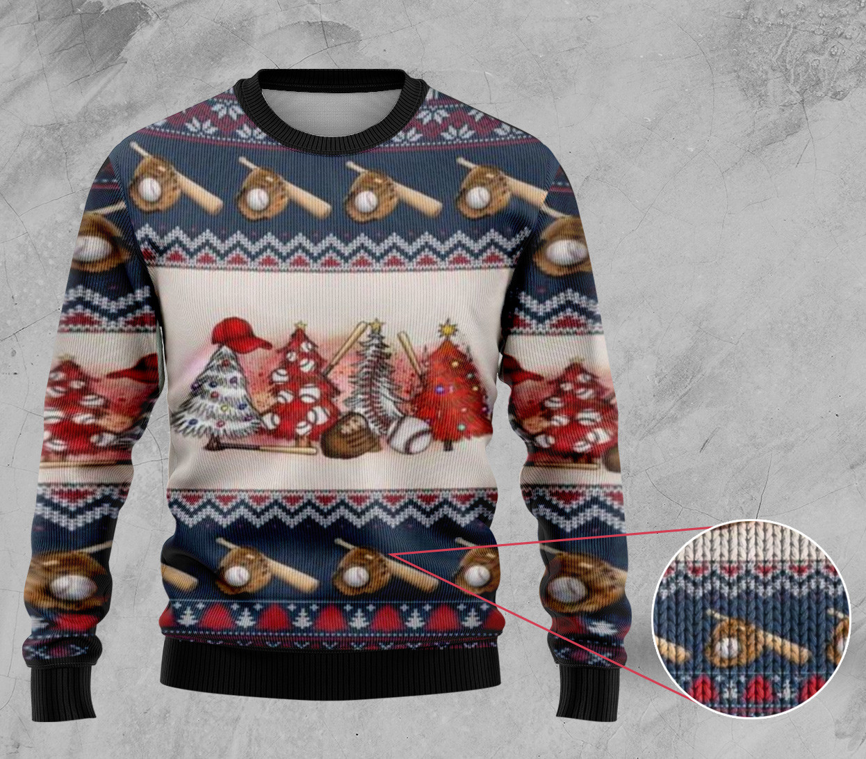 Baseball Christmas Trees Ugly Sweater for Baseball Fans' Gifts