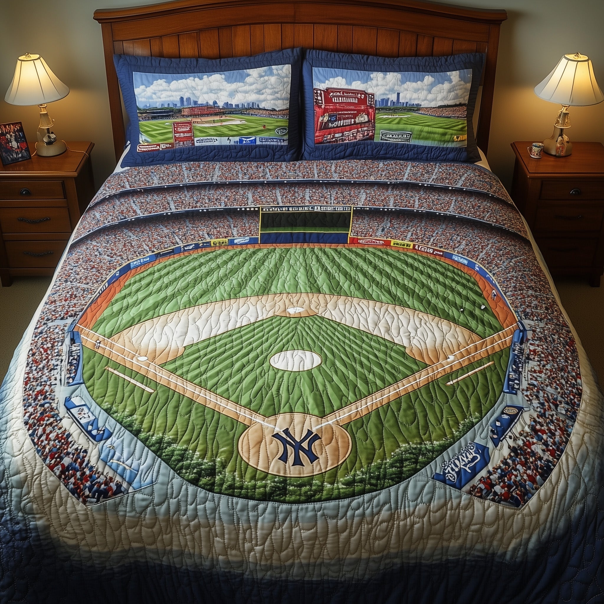 Baseball Field of Dreams Quilted Bedding Set Duvet Cover Merchandise Baseball Coach Christmas Gifts