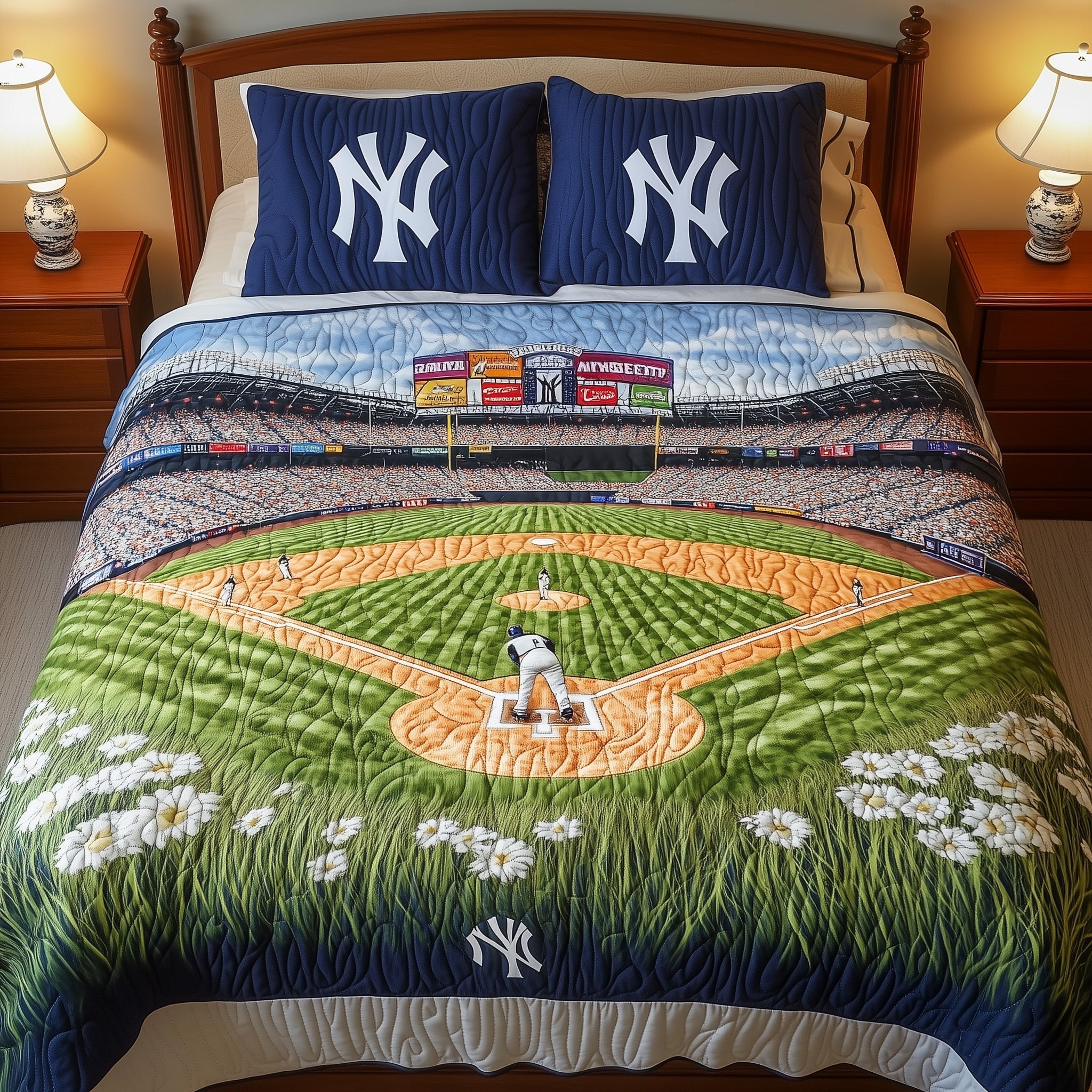 Baseball Field of Dreams Quilted Bedding Set Duvet Cover Merchandise Baseball Team Christmas Gift Ideas