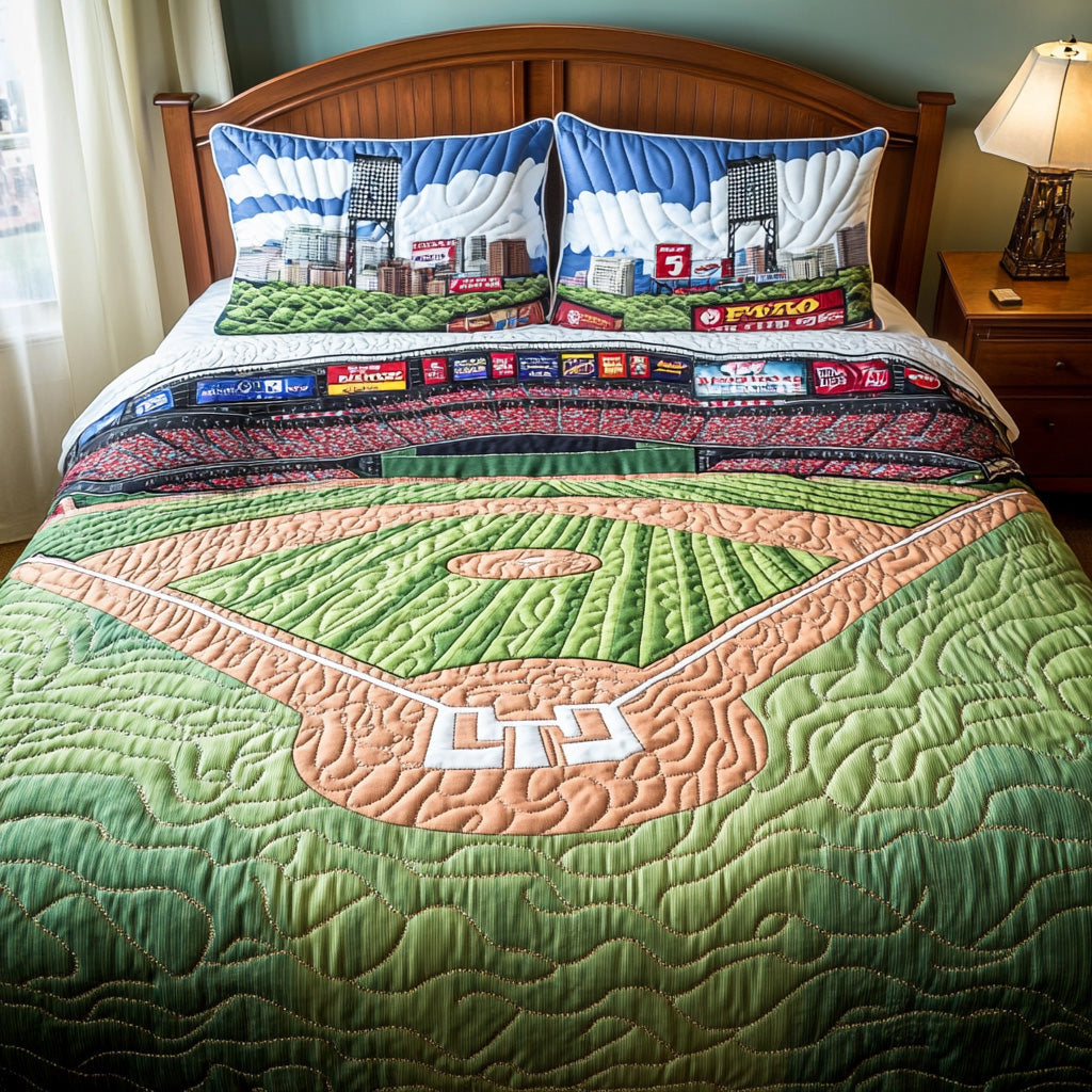 Baseball Field of Dreams Quilted Bedding Set Duvet Cover Merchandise Baseball Themed Christmas Gifts