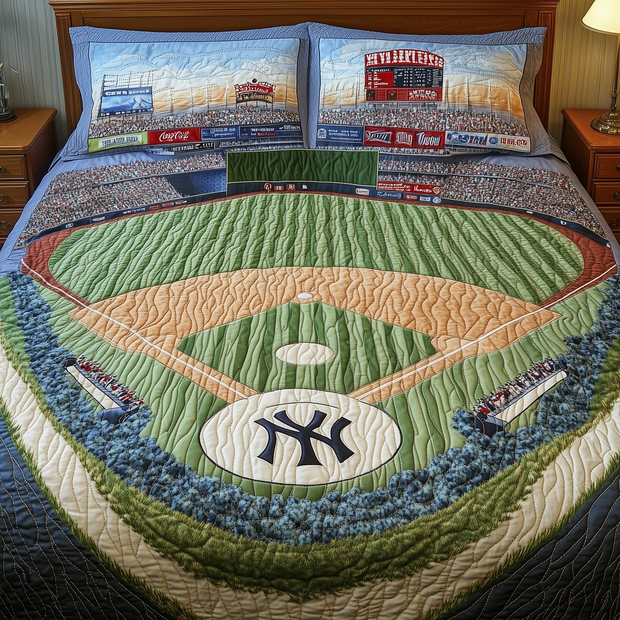 Baseball Field of Dreams Quilted Bedding Set Duvet Cover Merchandise Best Christmas Gifts For Baseball Fans
