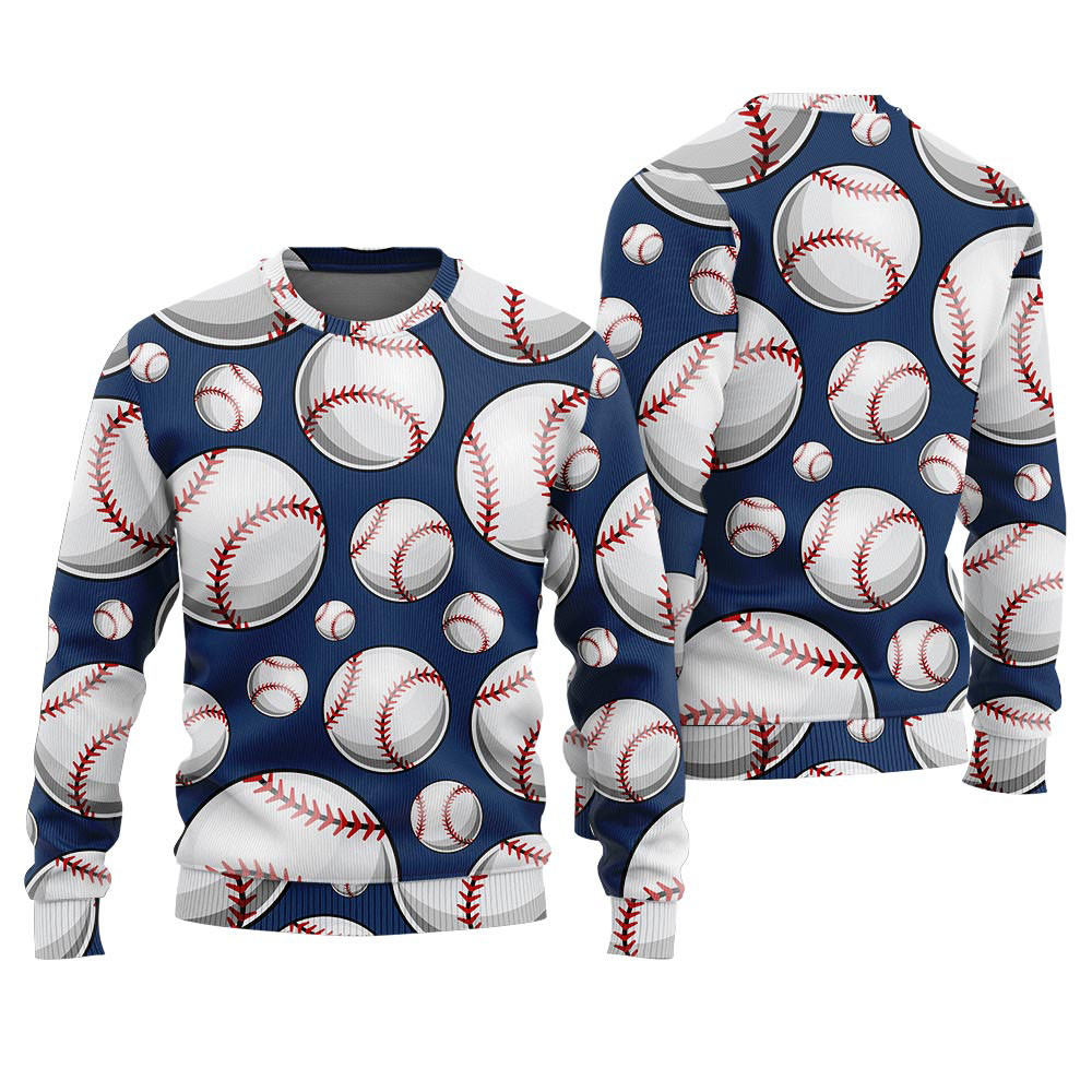 Baseball Funny Mens Ugly Christmas Sweater Warm and Comfy Sweater for Winter Days