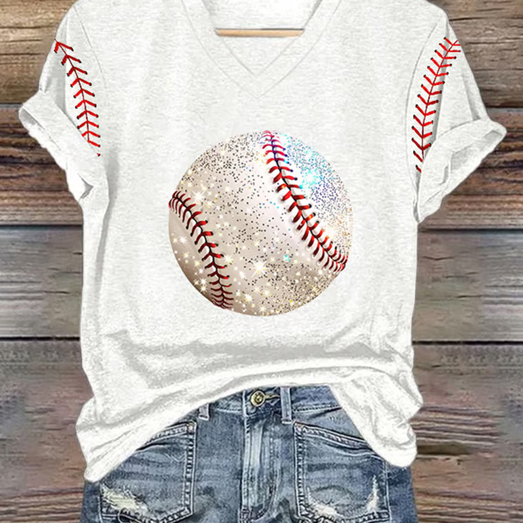 Baseball Game Day V-Neck T-Shirt Game Day Clothing World Series Merch 2025 Presents For Mom Baseball Game Day V-Neck T-Shirt Game Day Clothing World Series Merch 2025 Presents For Mom