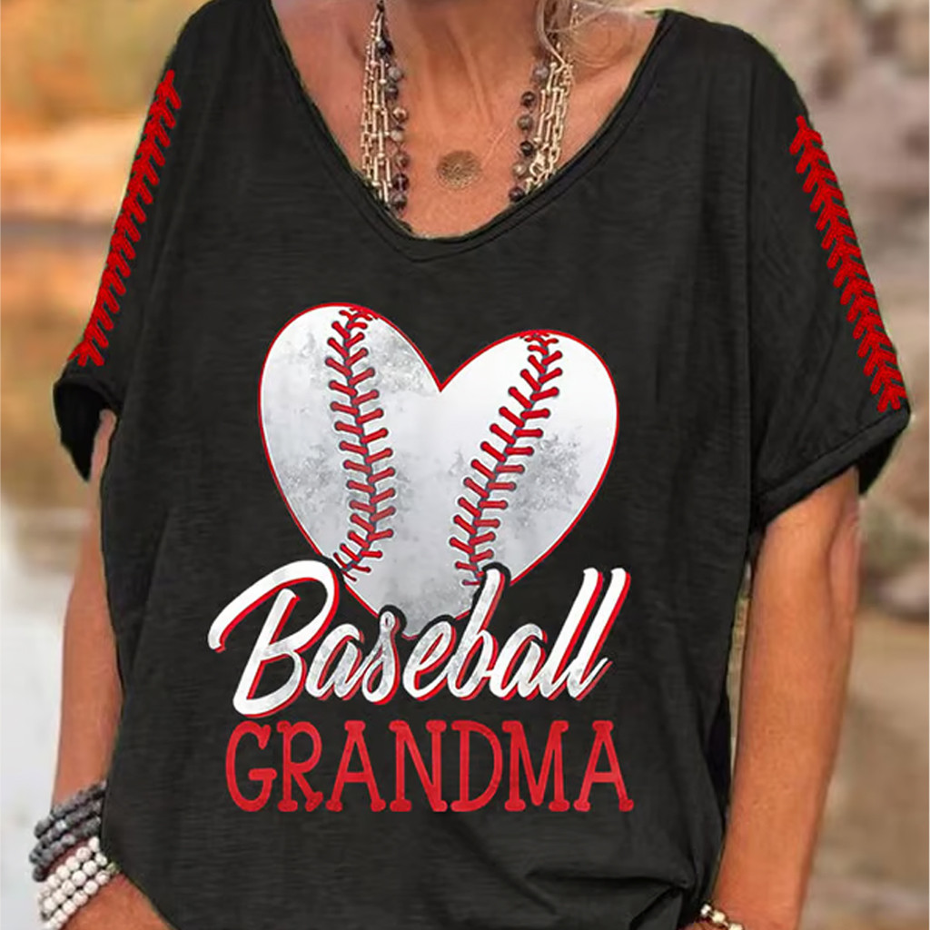 Baseball Grandma V-Neck T-Shirt Game Day Apparel Baseball Lovers Gifts For Grandma Baseball Grandma V-Neck T-Shirt Game Day Apparel Baseball Lovers Gifts For Grandma