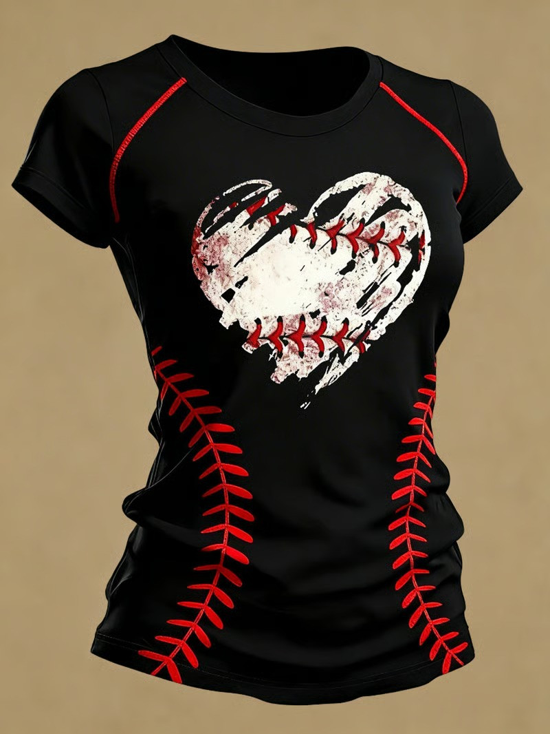 Baseball Heart Distressed T-Shirt Game Day Fan Gear Baseball Lover Shirt Best Gift For Baseball Moms