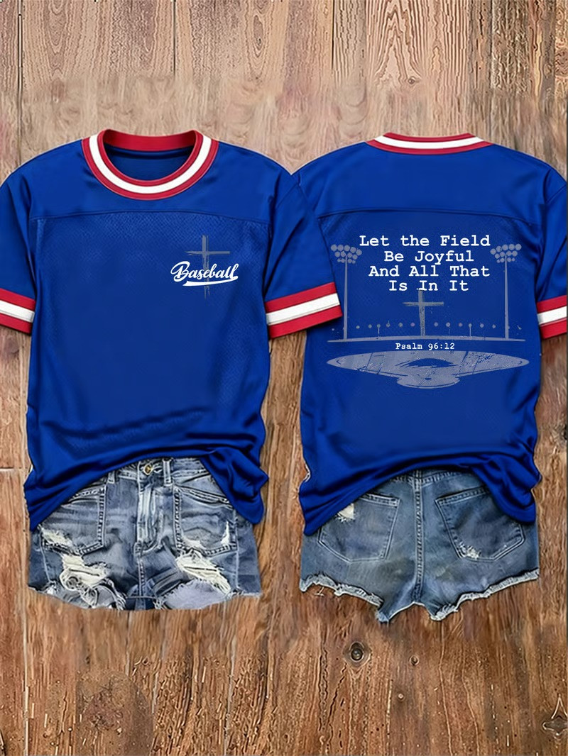 Baseball Let The Field Be Joyful Christian T-Shirt Psalm 96 12 Fan Gear Best Gift For Baseball Fans