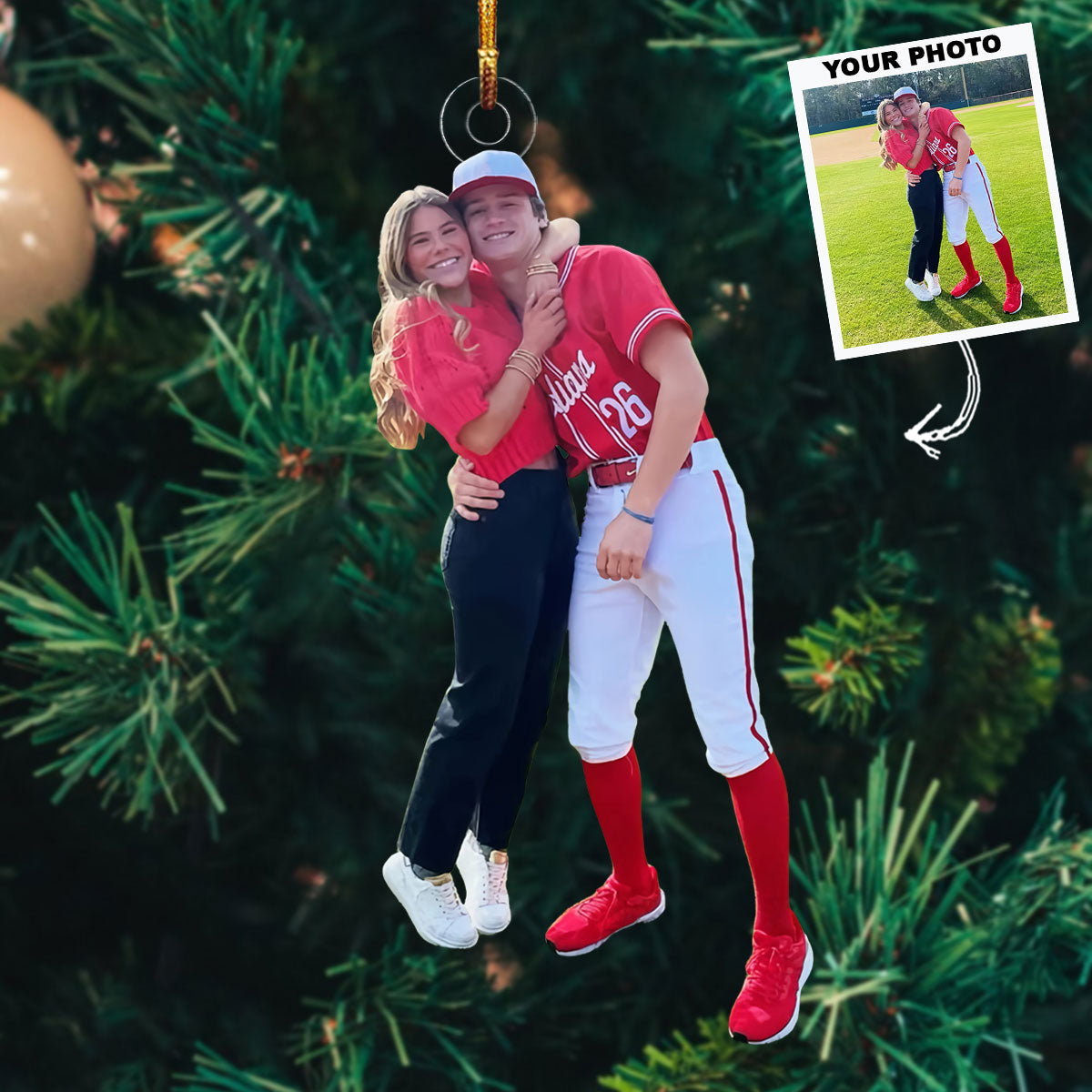 Baseball Love Personalized Photo Mica Ornament Gift For Couple Family Members