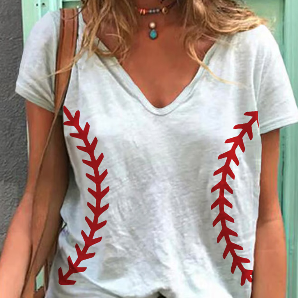 Baseball Lover V-Neck T-Shirt For Women's Game Day Apparel Gift Ideas For Mother
