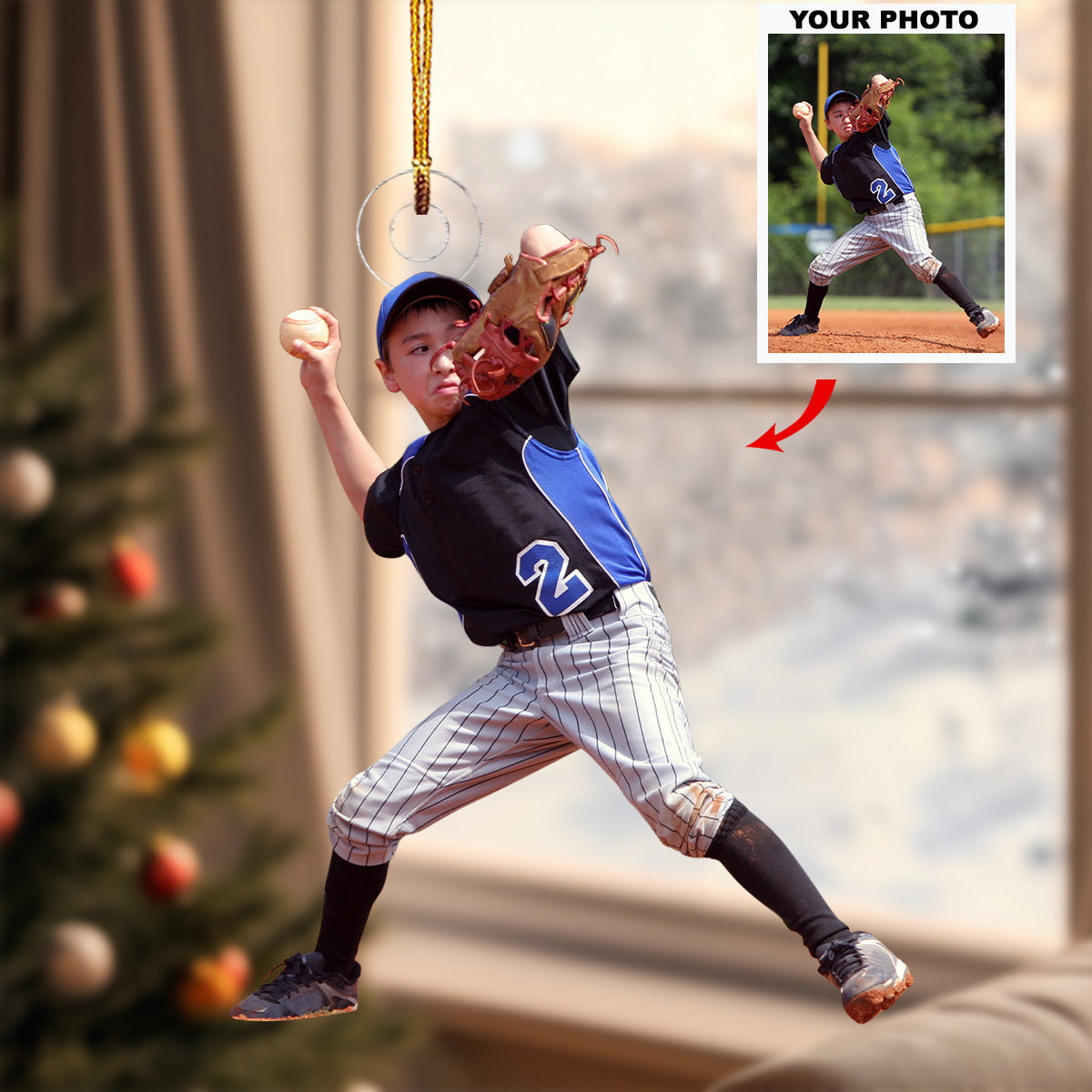 Baseball Lovers Personalized Photo Mica Ornament Christmas Gift For Sport Lover