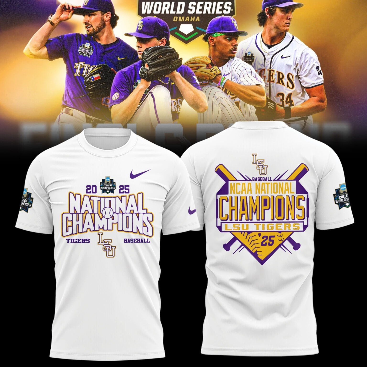 Baseball LSU Tigers 2025 NCAA Men's College World Series Champions T-Shirt Gifts For Baseball Fans