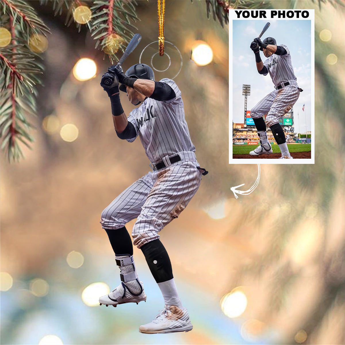 Baseball Ornament Personalized Custom Photo Mica Ornament Christmas Gift For Sport Lov