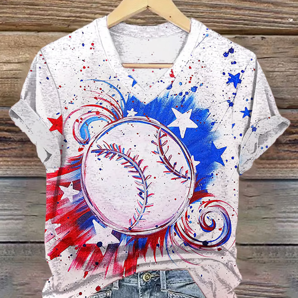 Baseball Painting Art V-Neck T-Shirt Game Day Clothing Best Gifts For Baseball Lovers Baseball Painting Art V-Neck T-Shirt Game Day Clothing Best Gifts For Baseball Lovers
