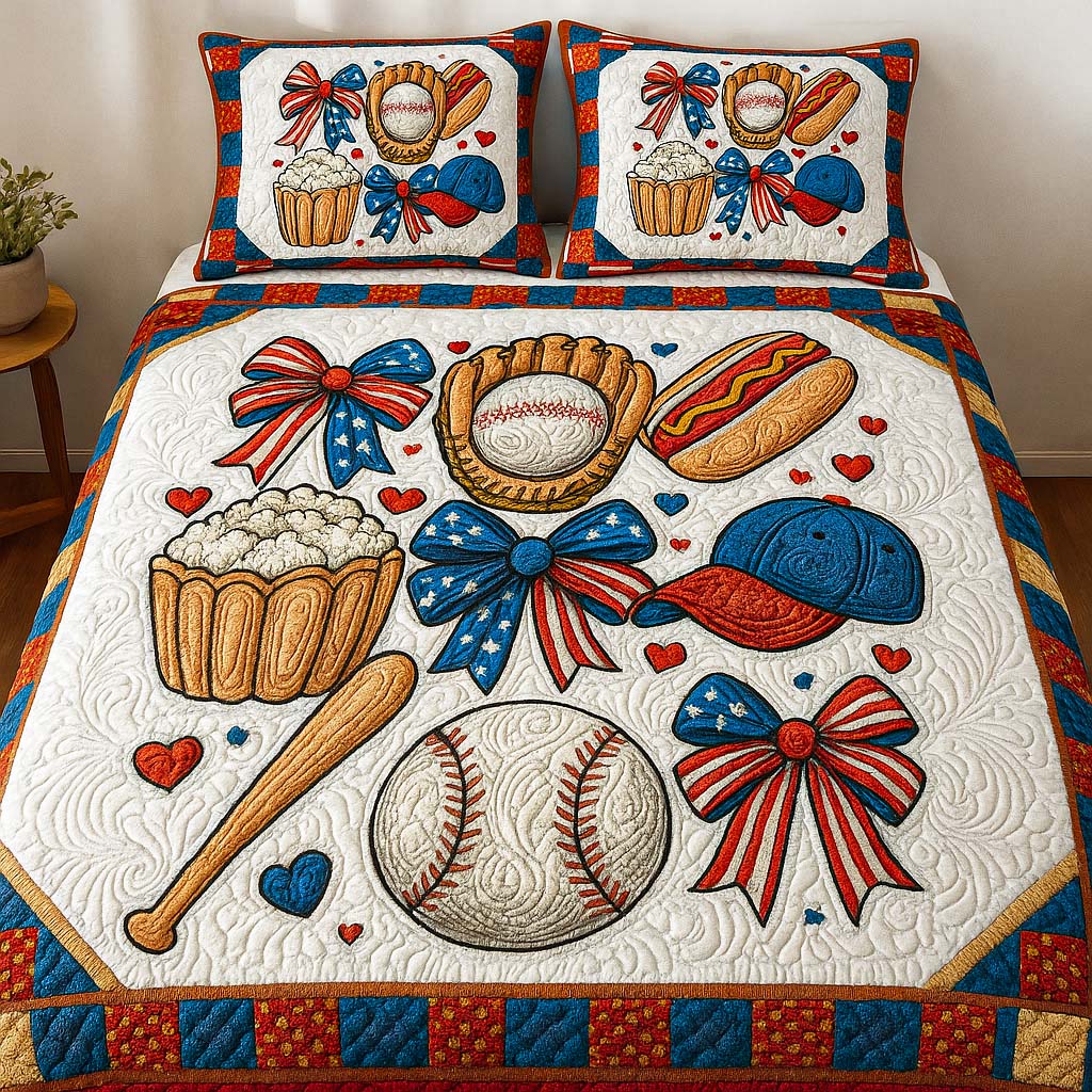 Baseball Picnic Fun Quilted Bedding Set Best Bed Sheet Set Christmas Gifts For Baseball Lovers