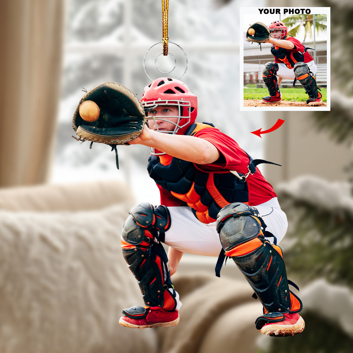 Baseball Player Personalized Photo Mica Ornament Christmas Gift For Sport Lover