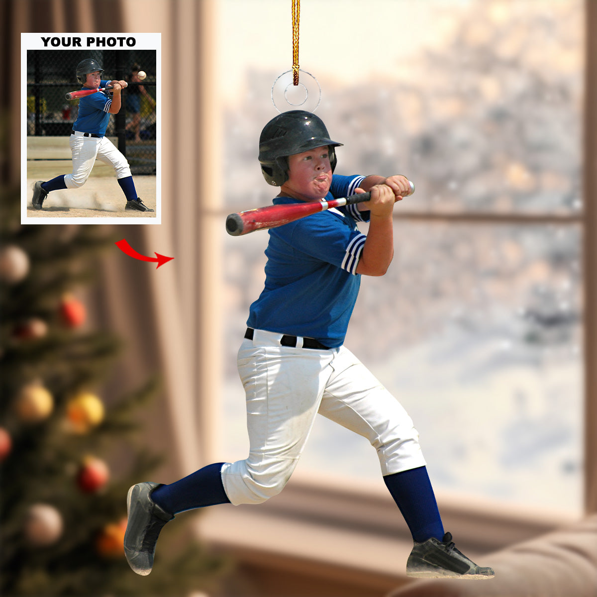 Baseball Player Personalized Photo Mica Ornament Christmas Gift For Sports Lovers