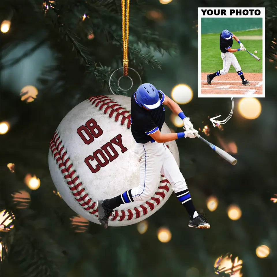 Baseball Players Personalized Custom Photo Mica Ornament Christmas Gift For Baseball