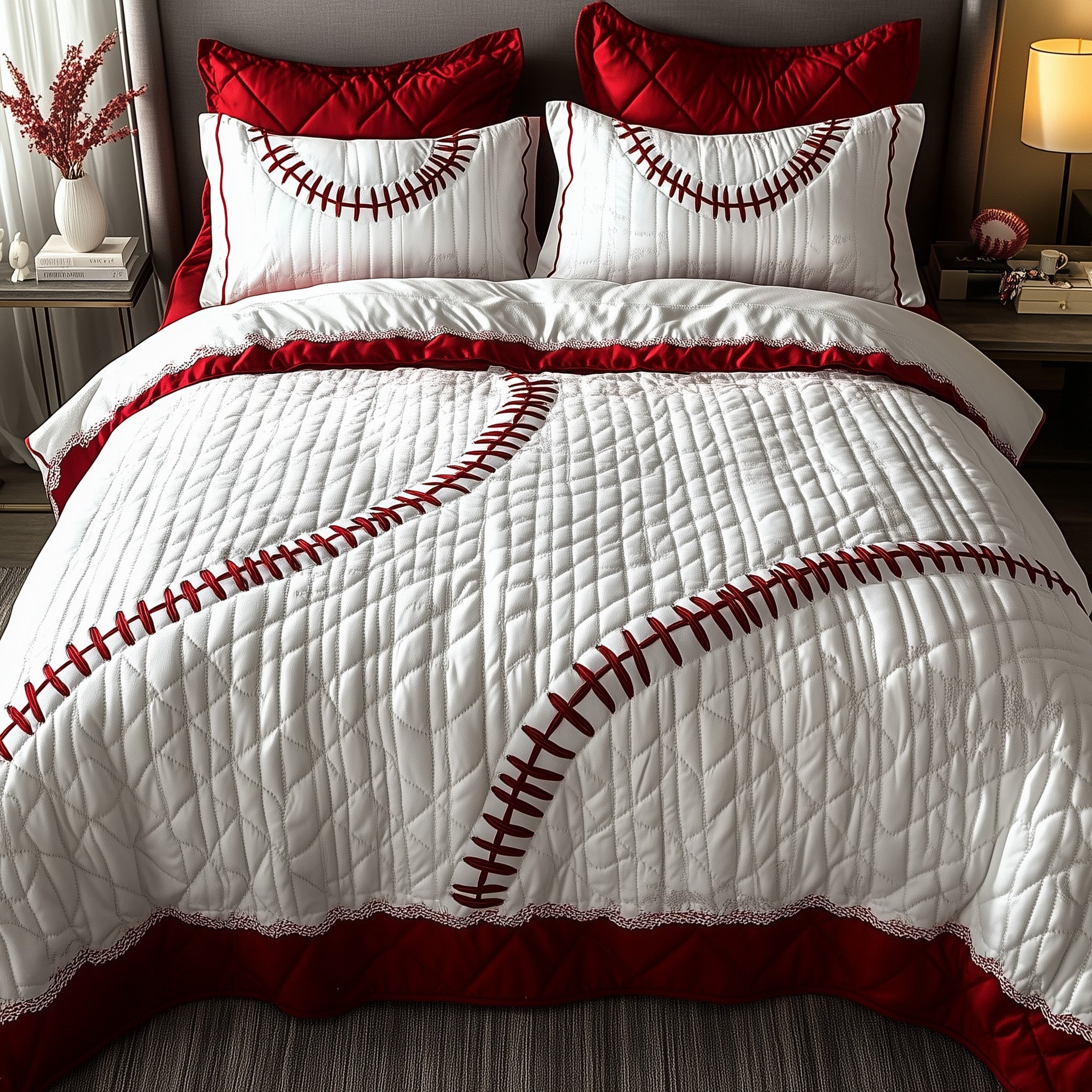 Baseball Quilted Bedding Set Duvet Cover Bedspread Baseball Christmas Gifts
