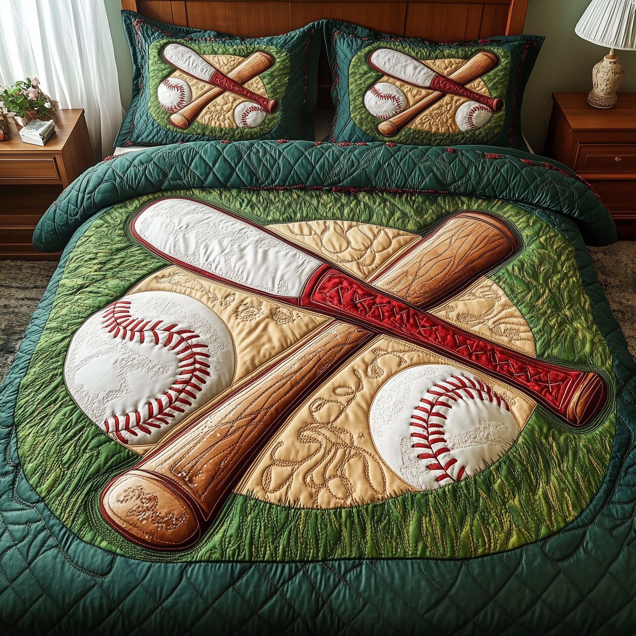 Baseball Quilted Bedding Set Duvet Cover Bedspread Best Baseball Christmas Gifts