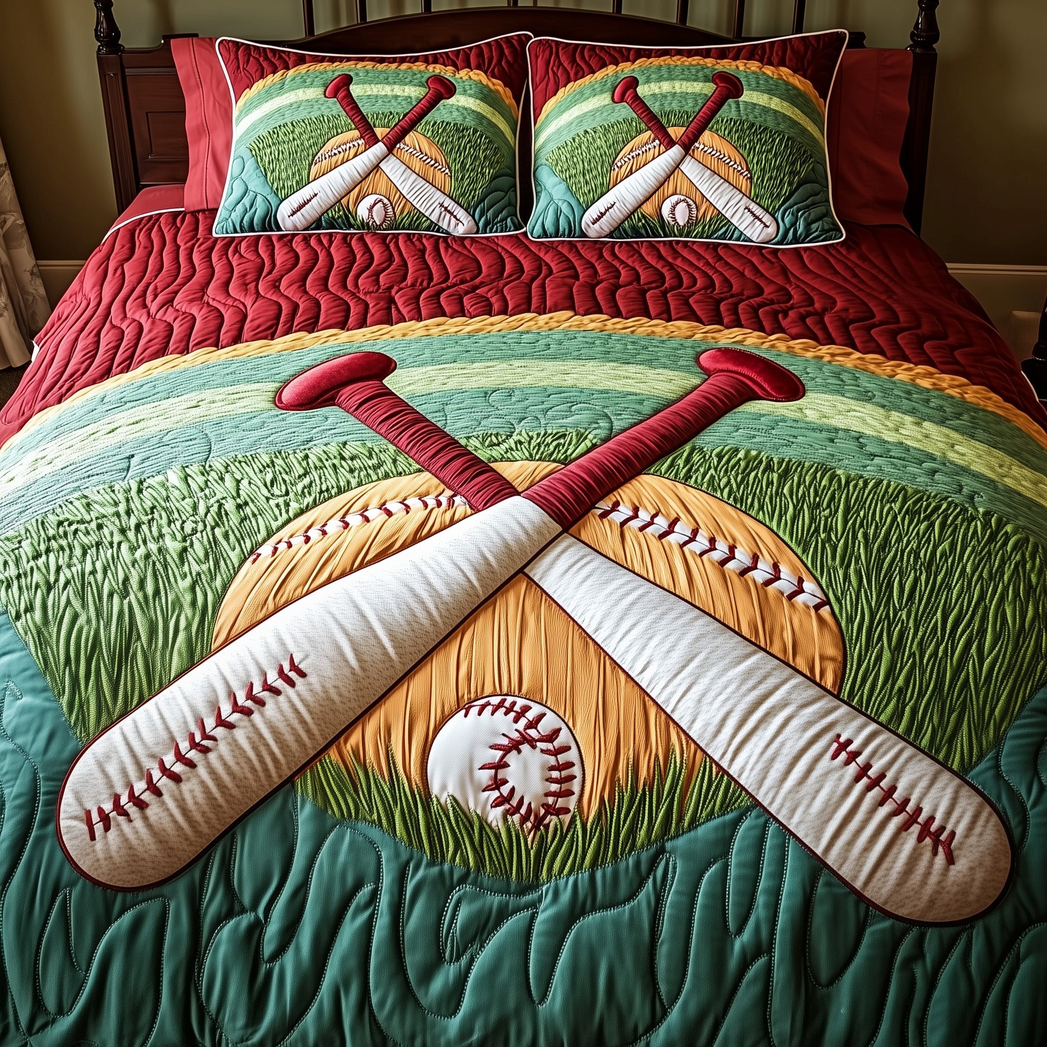 Baseball Quilted Bedding Set Hypoallergenic