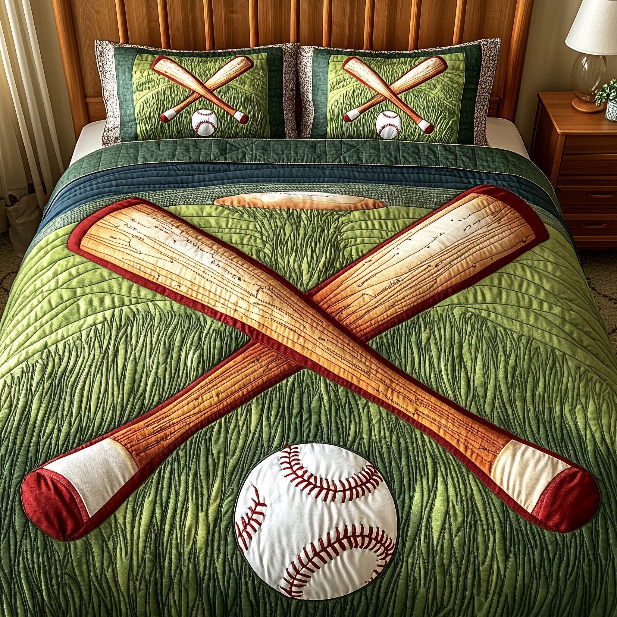 Baseball Quilted Bedding Set New Home Gift