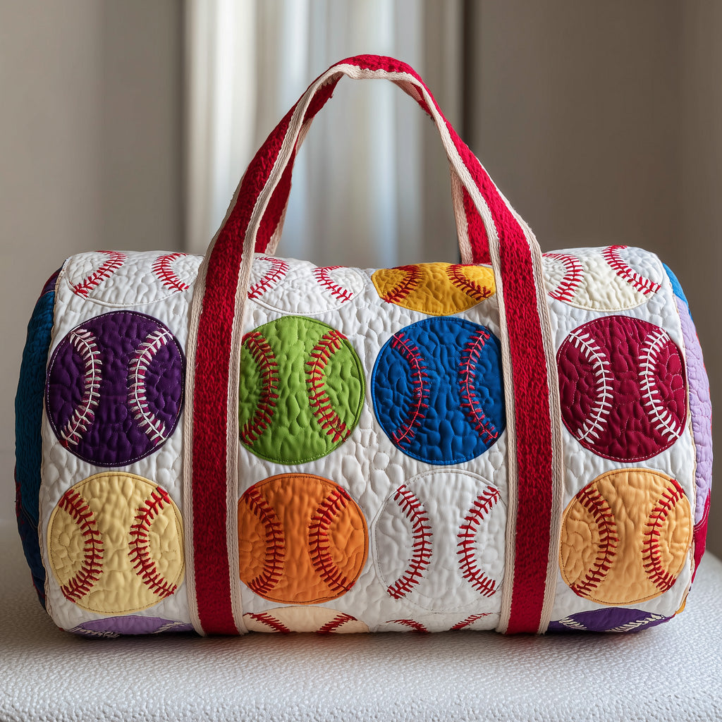 Baseball Quilted Duffle Bag For Weekend Trips