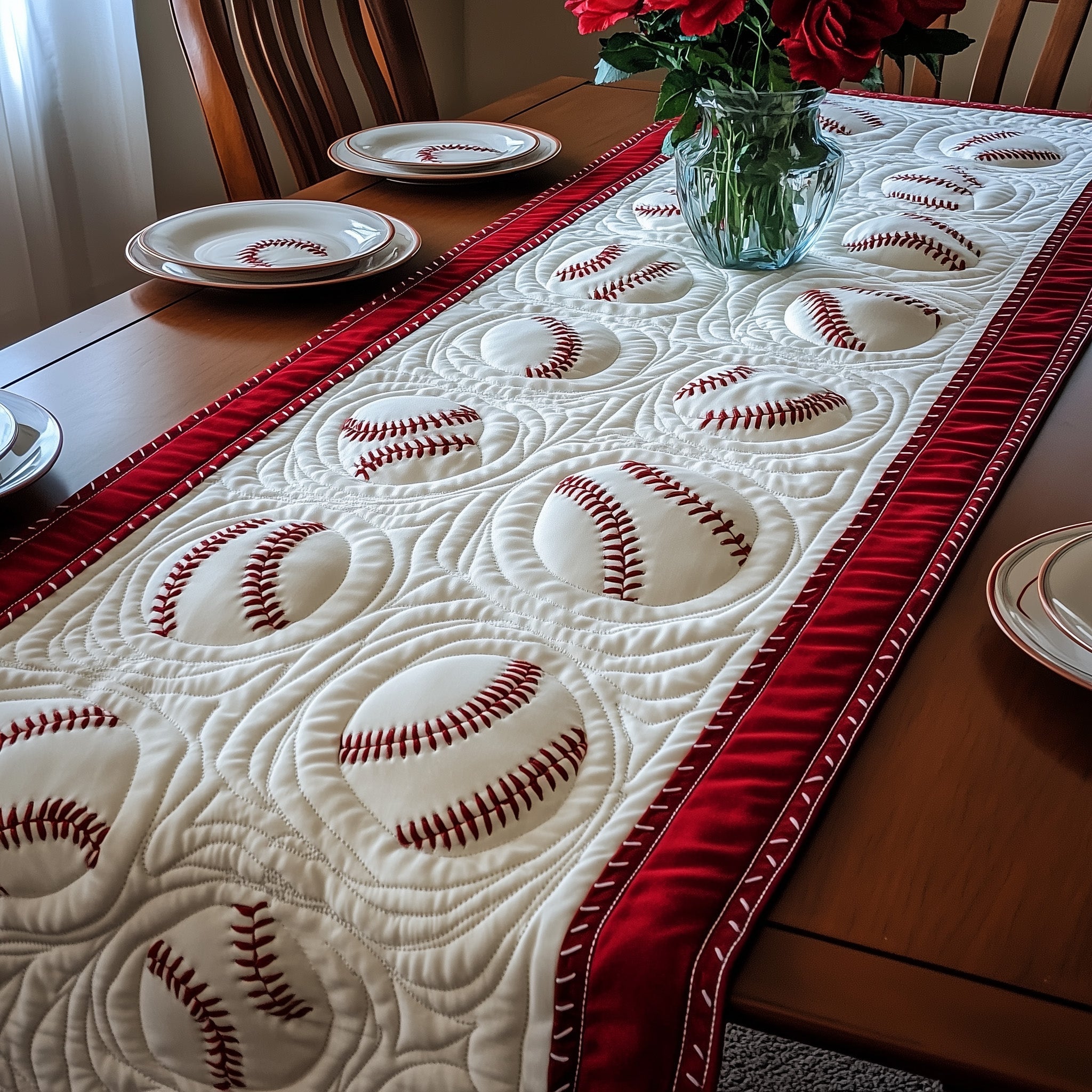 Baseball Quilted Table Runner Christmas Table Runner