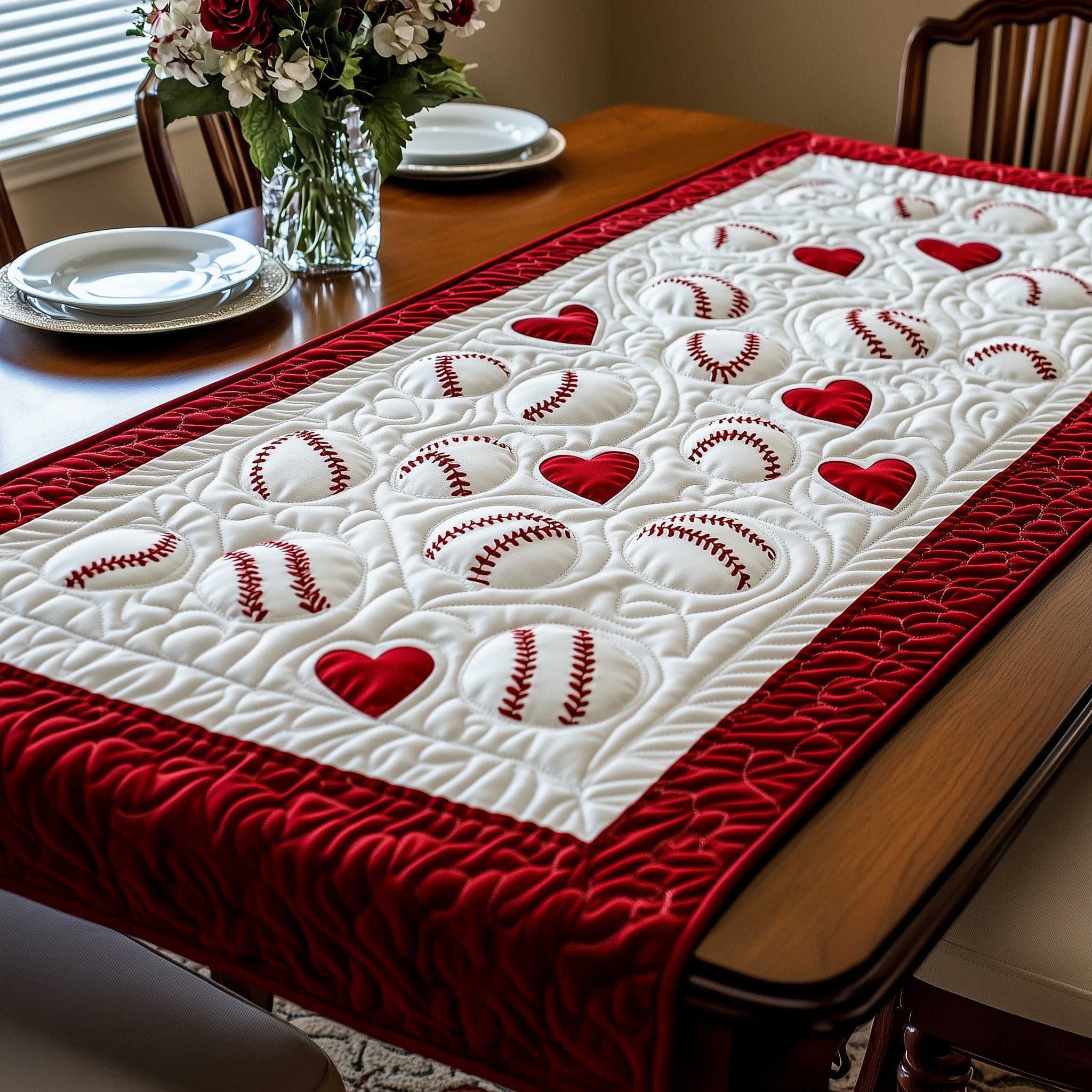 Baseball Quilted Table Runner Christmas Table Runner Gift Idea