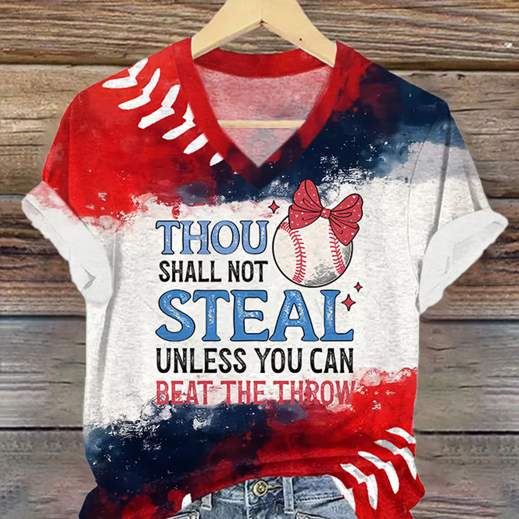 Baseball Thou Shall Not Steal Unless You Can Beat The Throw V-Neck T-Shirt Game Day Shirts Baseball Thou Shall Not Steal Unless You Can Beat The Throw V-Neck T-Shirt Game Day Shirts
