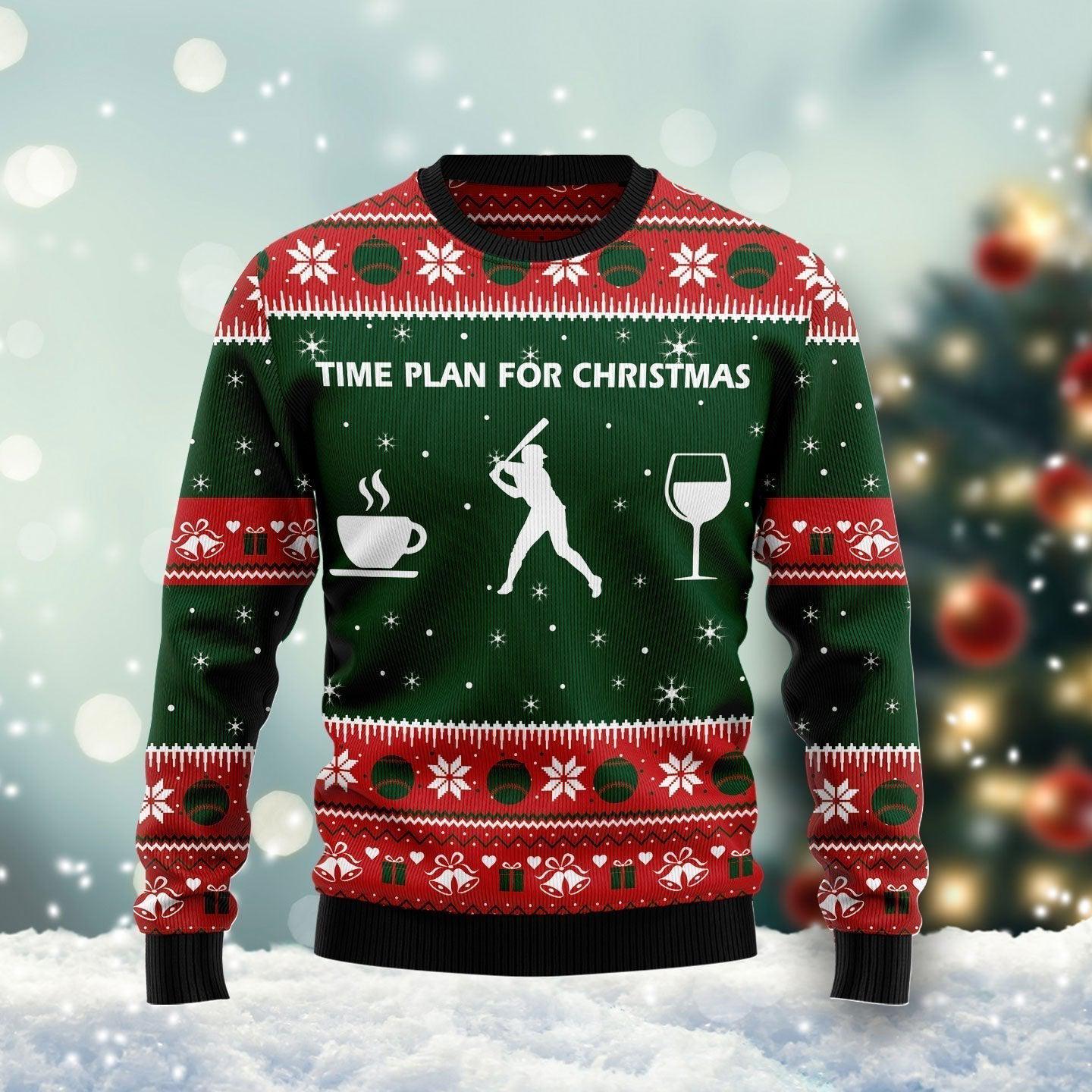 Baseball Time Plan For Christmas Ugly Sweater Sport Xmas Pullover Gifts For Baseball Lovers