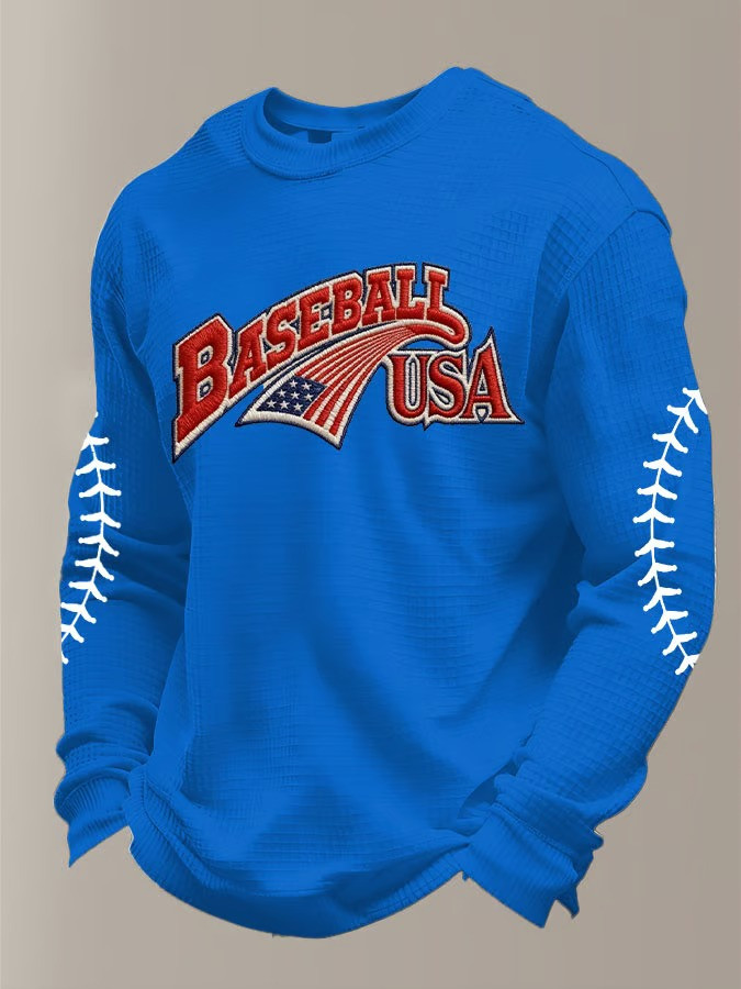 Baseball USA Flag Retro Stitch Long Sleeve Shirt World Classic 2026 Team USA Fan Clothing Best For Friends