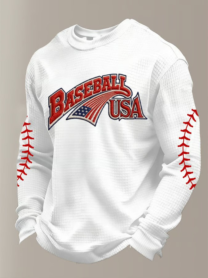 Baseball USA Flag Stitch Long Sleeve Shirt World Classic 2026 Patriotic Team USA Fan Gear Best For Friends