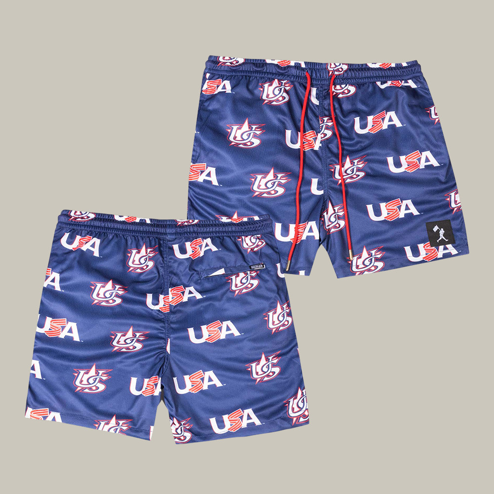 Baseballism x USA Baseball Merch USA Pattern Diamond Air Youth Mesh Shorts Best Fan Gift For Him