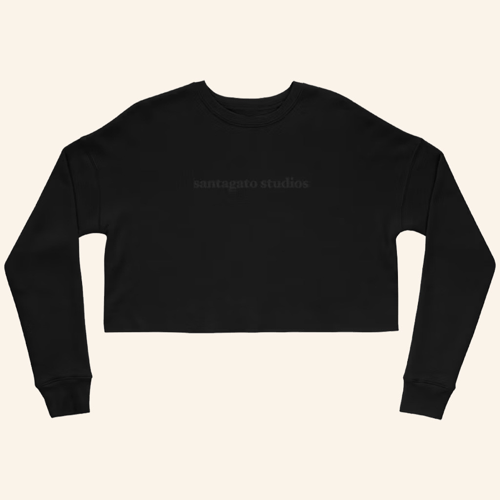 Basement Yard Merch Santagato Studios Black Cropped Sweatshirt Birthday Ideas For Her