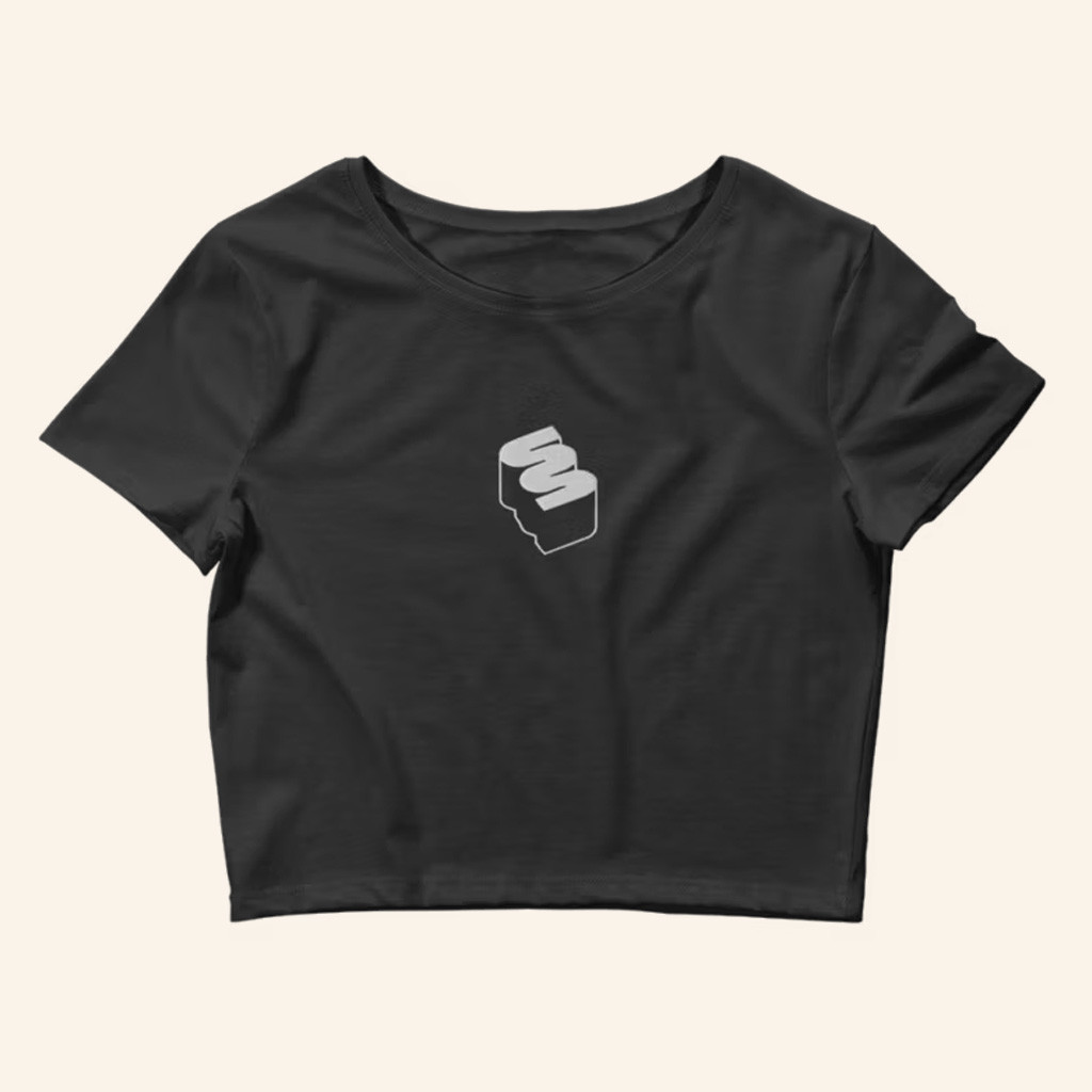 Basement Yard Merch Santagato Studios Black Cropped T-Shirt Birthday Gifts For Sisters