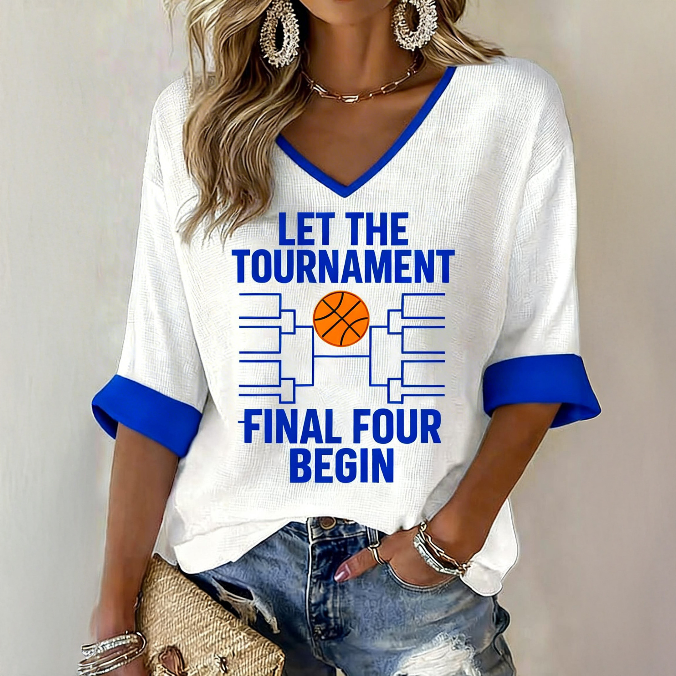 Basketball Bracket V-Neck Shirt Basketball Apparel Present For Mother Birthday