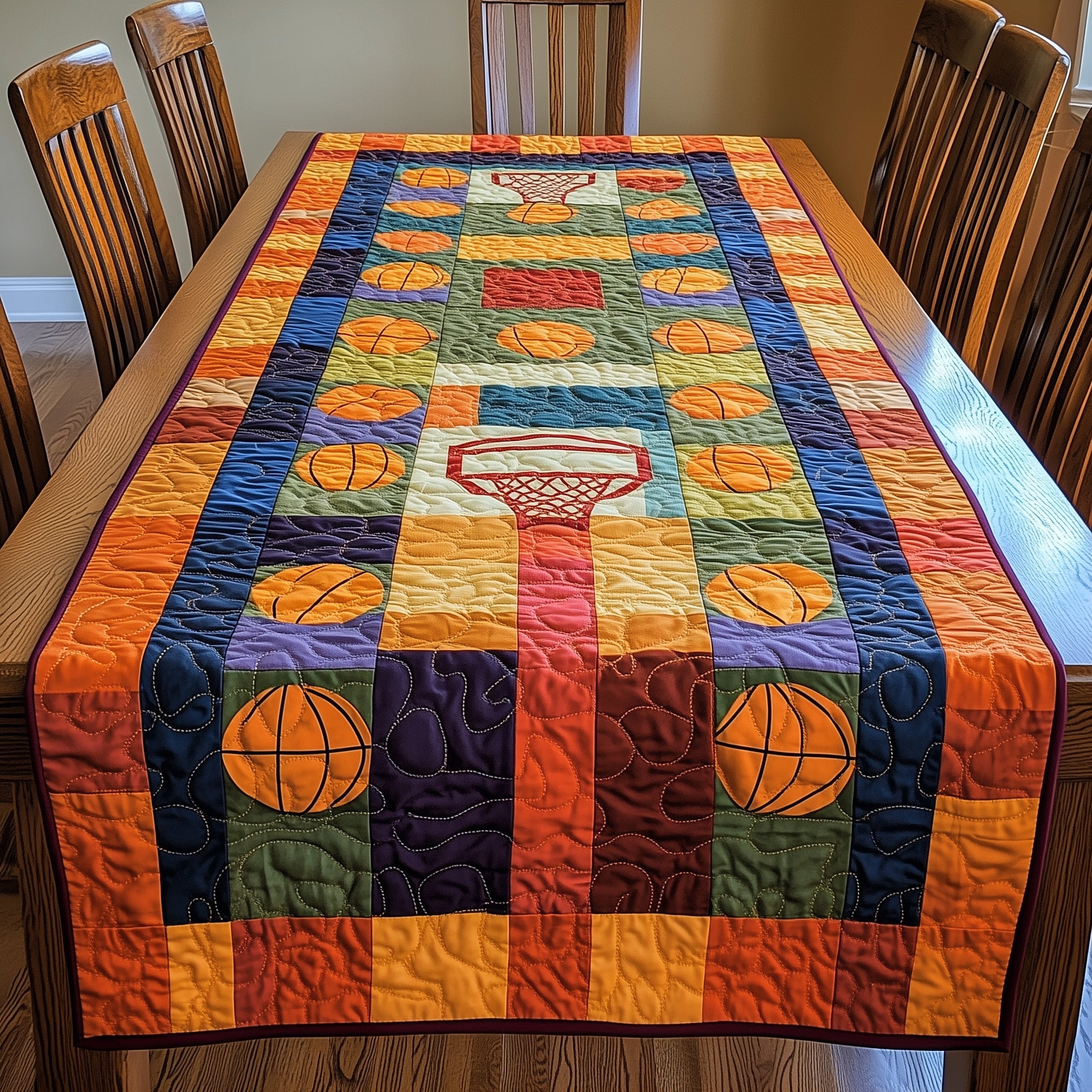 Basketball Dreams Quilted Table Runner Table Runner for Holiday Gatherings