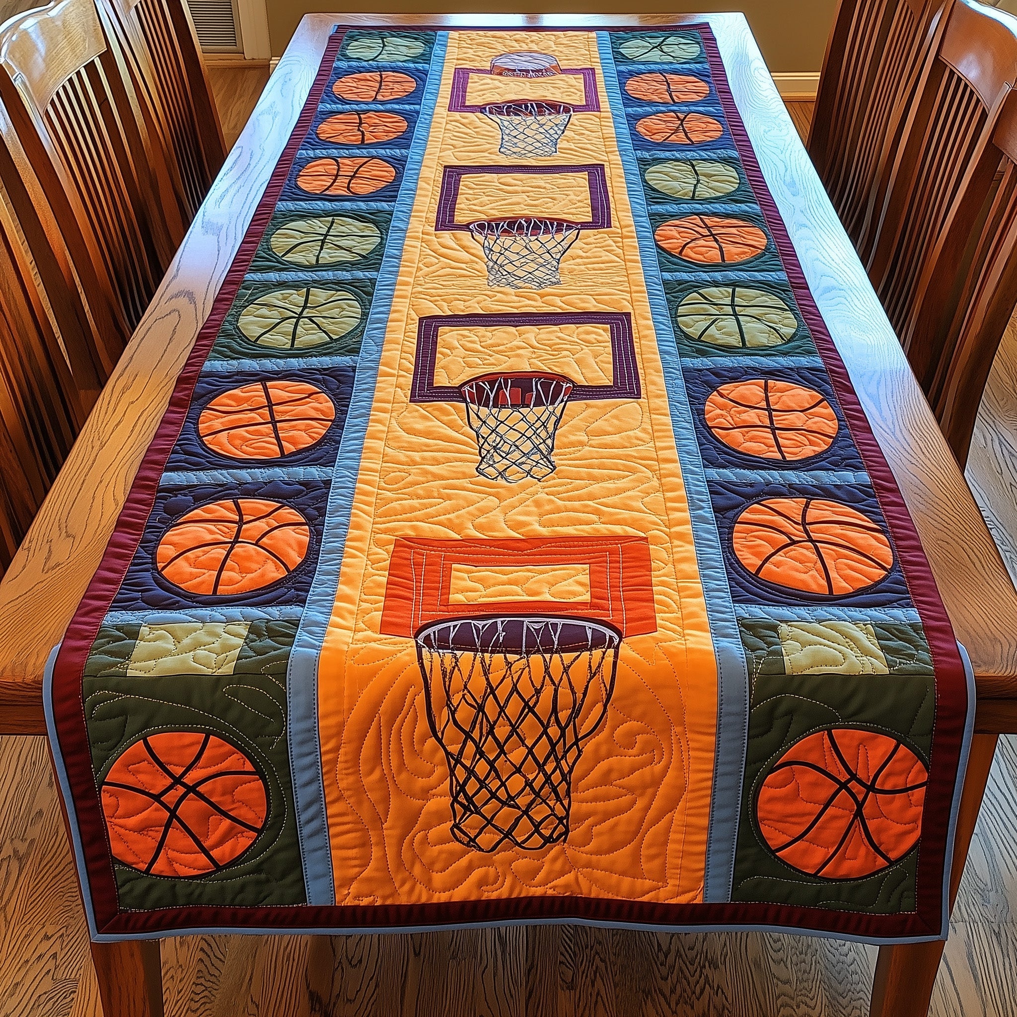 Basketball Dreams Quilted Table Runner Table Runner Gift for Holiday Season